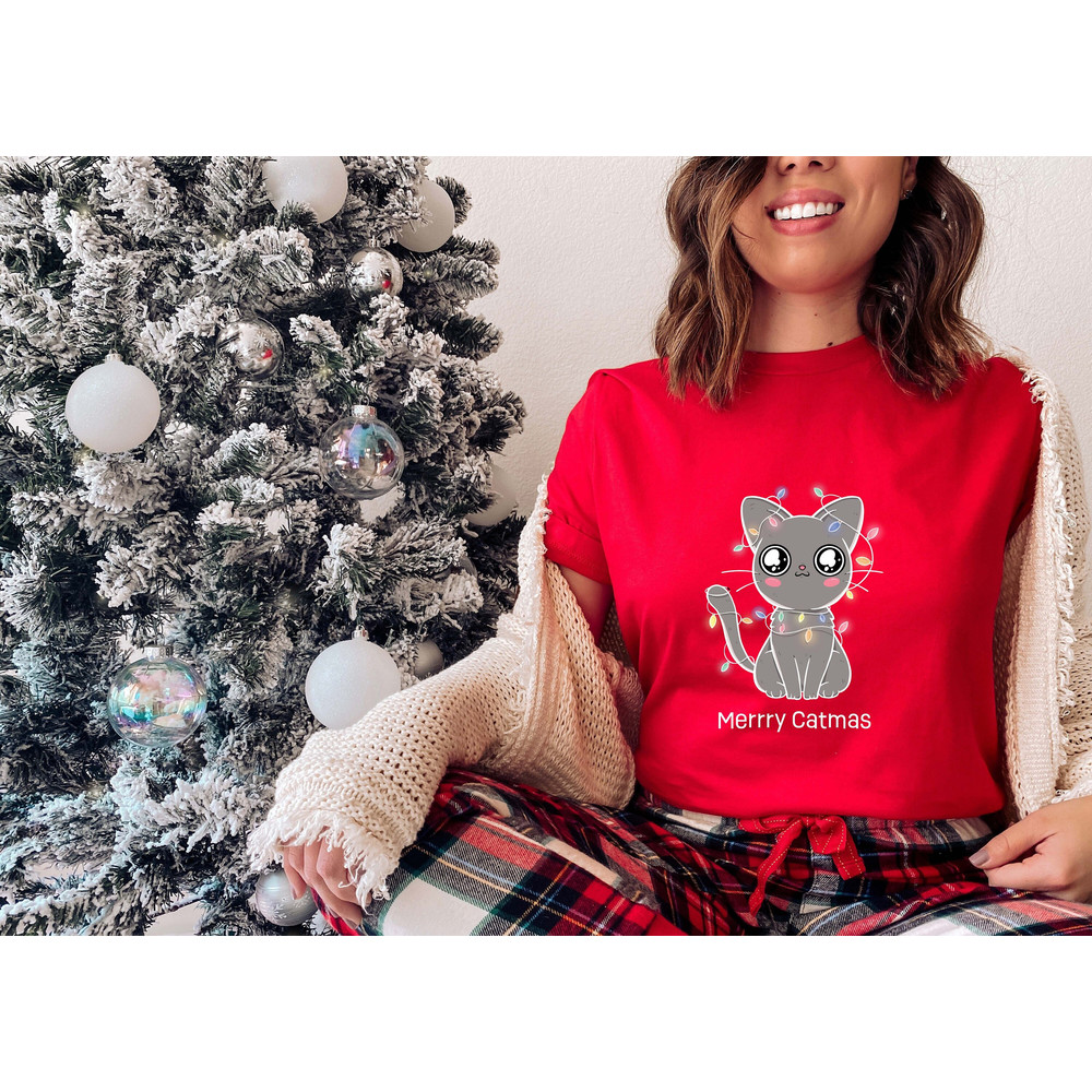 Merry Catmas Cute T Shirt, Women's Christmas Shirt, Funny Christmas Shirt, Christmas Gifts, Christmas Vibes, Christmas Party, New Year.jpg