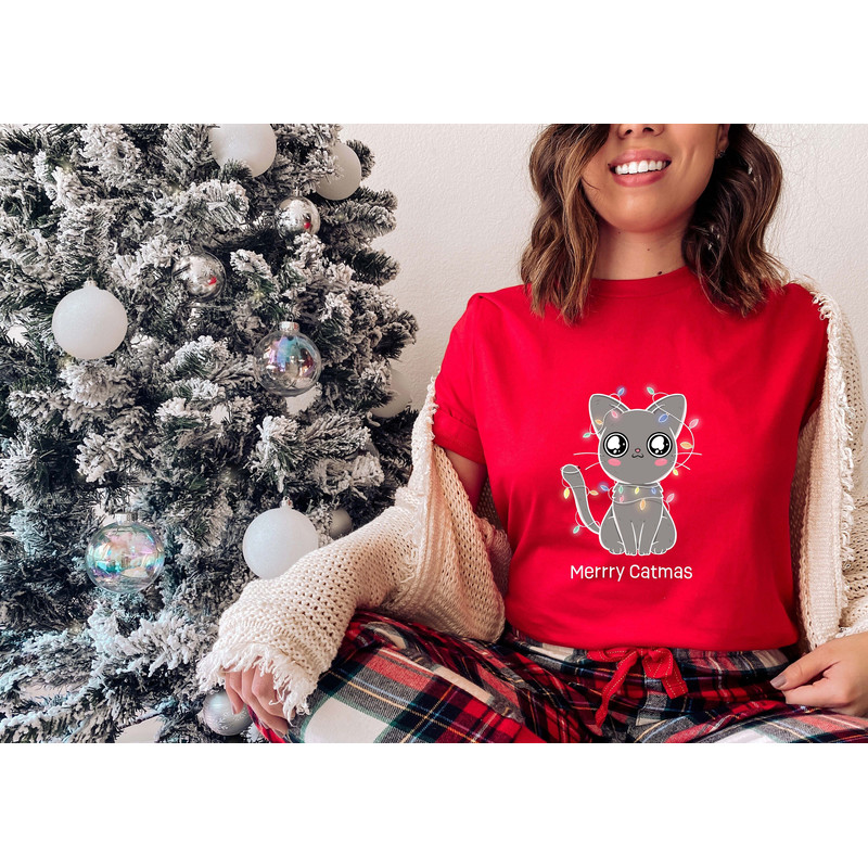 Merry Catmas Cute T Shirt, Women's Christmas Shirt, Funny Christmas Shirt, Christmas Gifts, Christmas Vibes, Christmas Party, New Year.jpg
