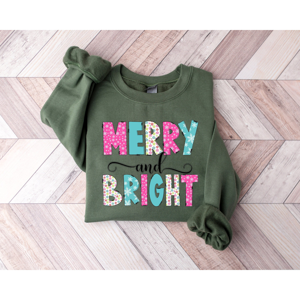 Merry and Bright Sweatshirt, Christmas Sweatshirt, Family Christmas Sweatshirt, Christmas Sweatshirts for Women, Merry Christmas Sweatshirt.jpg