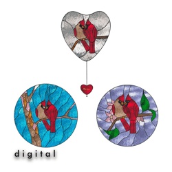 Cardinal love Stained Glass Pattern