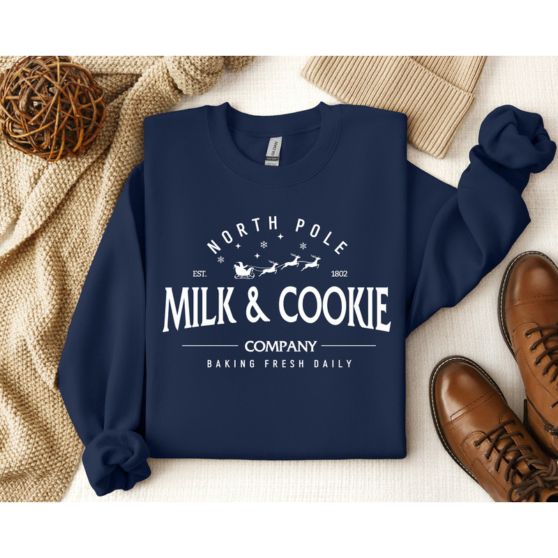 North Pole Milk and Cookie Co Sweatshirt, Christmas Sweater, Gingerbread Christmas Sweatshirt, Christmas Cookie Shirt.jpg