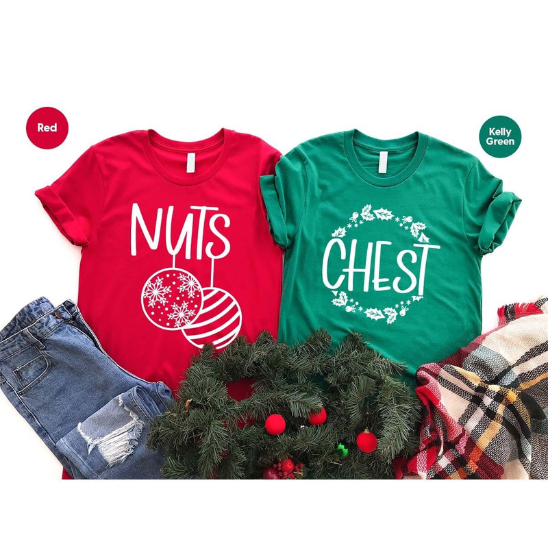 Christmas Couple Shirts, Matching Tshirts for Couples, Chestnuts Shirt Gifts, Christmas Ornaments Graphic Tees, Funny Xmas Winter Clothes.jpg