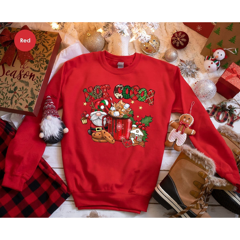 Christmas Santa Cookies Hoodies, Gnome Hot Cocoa Graphic Long Sleeve Shirts for Her, Hot Chocolate Family Sweatshirts, Cute Chritmas Gnome.jpg