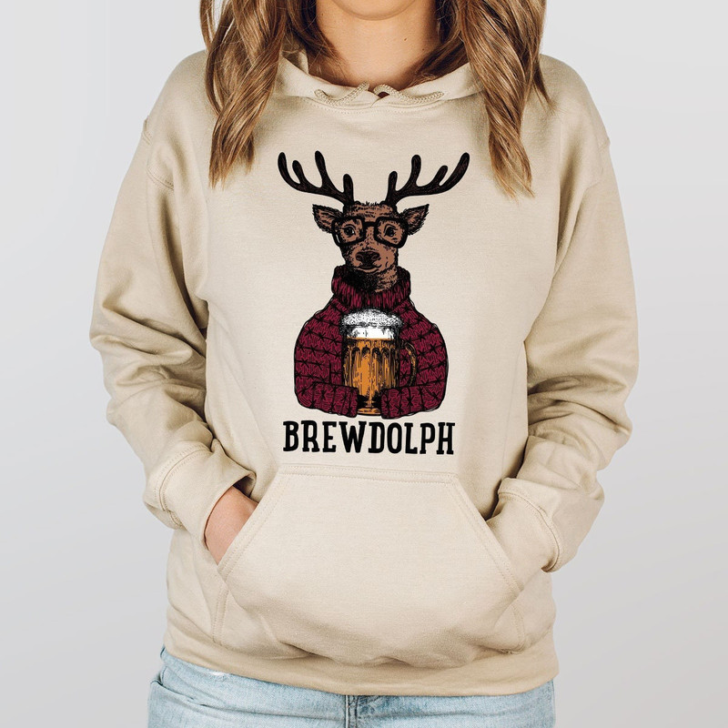 Drinking Brewdolph Christmas Sweatshirts for Family, Brewdolph Reindeer Unisex Hoodies for Xmas Gifts, Winter Holiday Deer Long Sleeve Shirt.jpg
