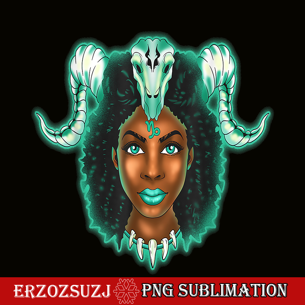 CPB28102347-Capricorn Zodiac PNG Black Girl PNG Magic Astrology Melanin PNG.png