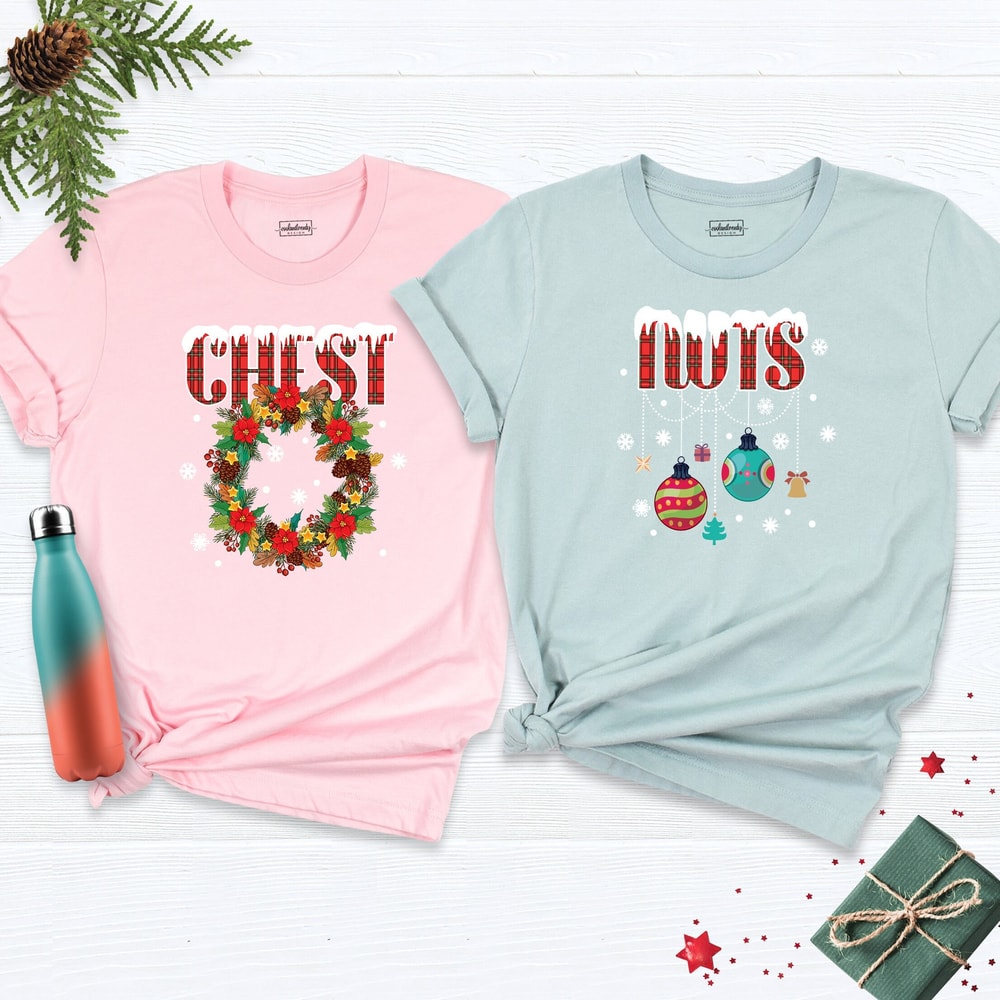 Chest Nuts Christmas Shirts, Funny Christmas Matching Shirts, Christmas Couple Shirt, Ornaments Shirt, Couple First Christmas Tees, Xmas Tee.jpg