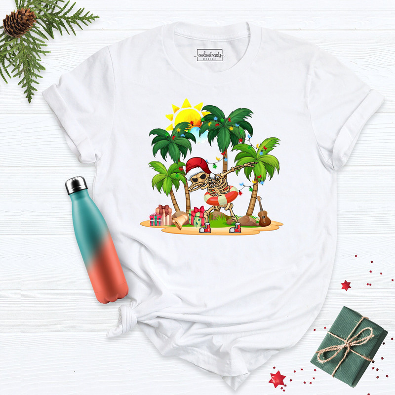 Christmas Beach Shirt, Christmas Tropical Shirt, Christmas Santa Surf Shirt, Xmas Tee, Hawaiian Christmas Shirt, Christmas On The Beach Tee.jpg