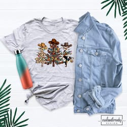 christmas cowboy light trees shirt, christmas western shirt, country christmas shirt, cowboy western tree, country noel