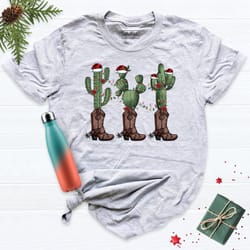 christmas cowboy shirt, cowboy christmas family matching tee, christmas cactus shirt, christmas western shirt, womens ch