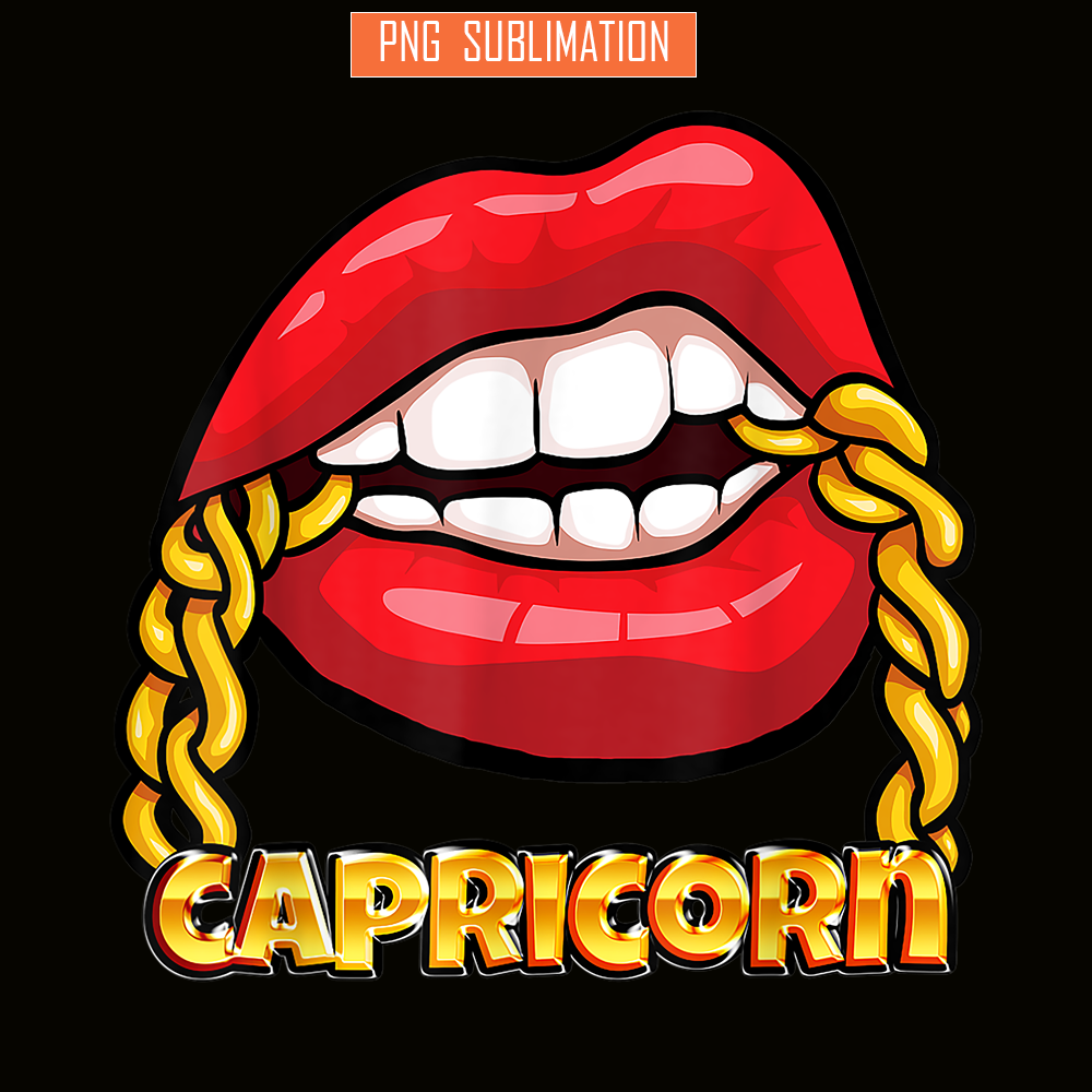 CPB28102362-Juicy Lips Gold Chain Capricorn PNG Zodiac Sign PNG Capricorn PNG.png