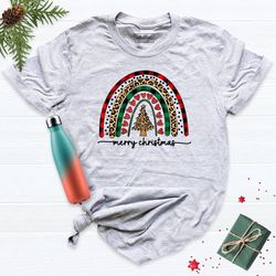 christmas rainbow t-shirt, merry shirt, rainbow christmas shirt, rainbow shirt, christmas family shirt, holiday rainbow