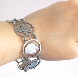 spain royal family sterling silver charm bracelet made in occasion of king juan carlos i coronation in 1975 faces of que