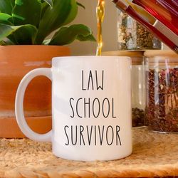 law school survivor, funny future lawyer coffee mug, lawyer gift, new lawyer, funny law student gift, bar exam pass, law