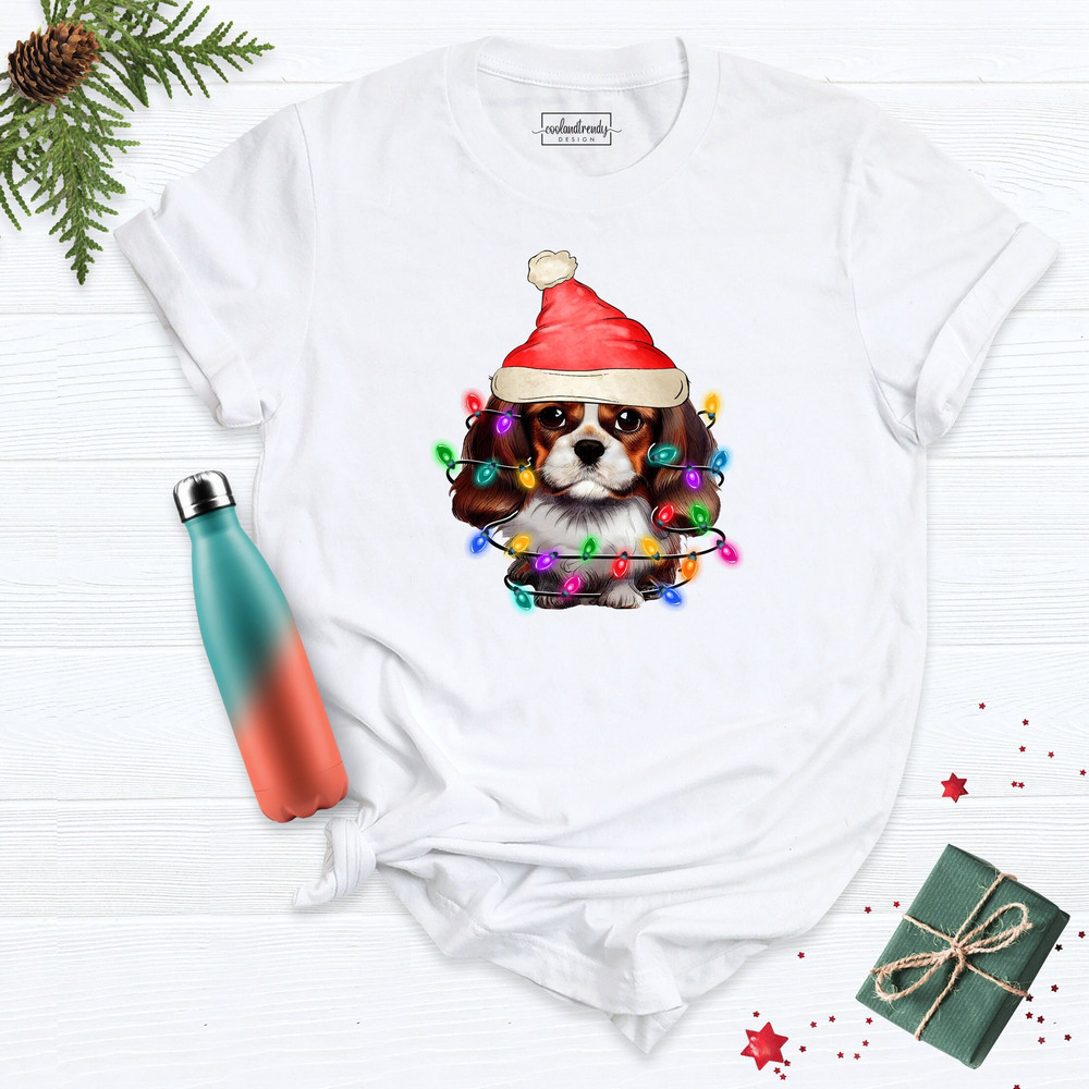 Christmas Spaniel Shirt, Christmas Lights Shirt, Christmas Dog Shirt, Christmas Party Shirt, Holiday Party T-Shirt, Dog Owner Shirt.jpg