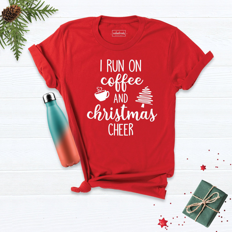 Coffee And Christmas Shirt, I Ron On Coffee And Christmas Cheer Shirt, Christmas Holiday T-Shirt, Gift Christmas Shirt, Christmas Cheer Tee.jpg