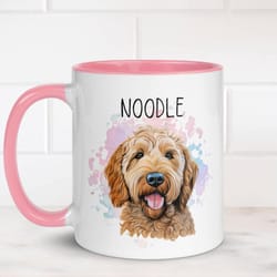custom pet portrait mug - personalized pet illustration coffee cup with name - unique gift for pet lovers - dog cat cera