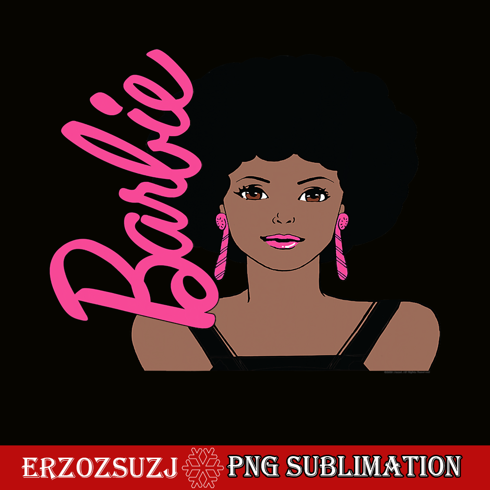 QUE03112333-Barbie Afro PNG, Black Barbie PNG, Barbie Portrait PNG.png