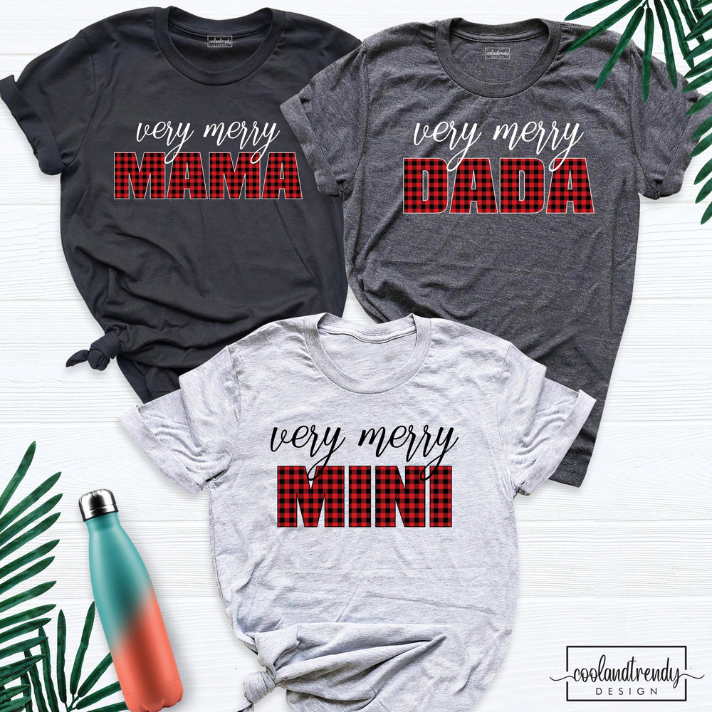 Family Christmas Shirts, Matching Holiday Shirts, Very Merry Family Personalized Shirt, Family Shirt Set, Xmas Shirt, Buffalo Plaid Shirt.jpg
