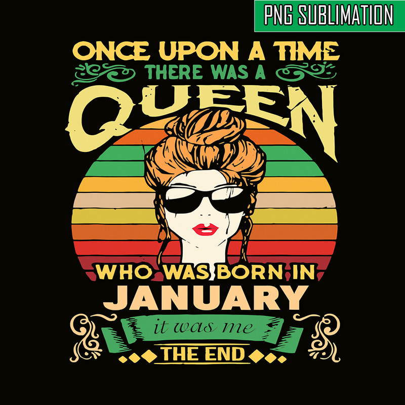 QUE03112390-Queen Was Born In January PNG, Happy Birthday PNG, Crown Queen PNG.png