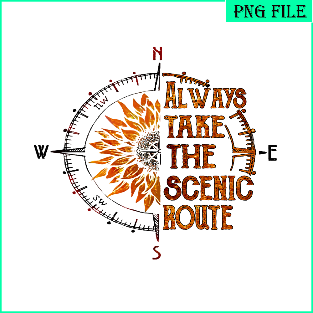 CAMP07112340-Always take the scenic route PNG Special Compass PNG Camping Stuff PNG.png