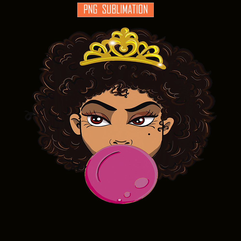 QUE15112314-Young Queen PNG, Bubblegum Queen PNG, Afro Girls PNG.png