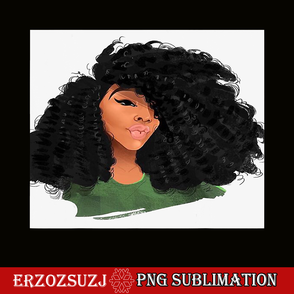 QUE15112321-Black Girls Cartoon PNG, Anime Woman PNG, African Queen PNG.png