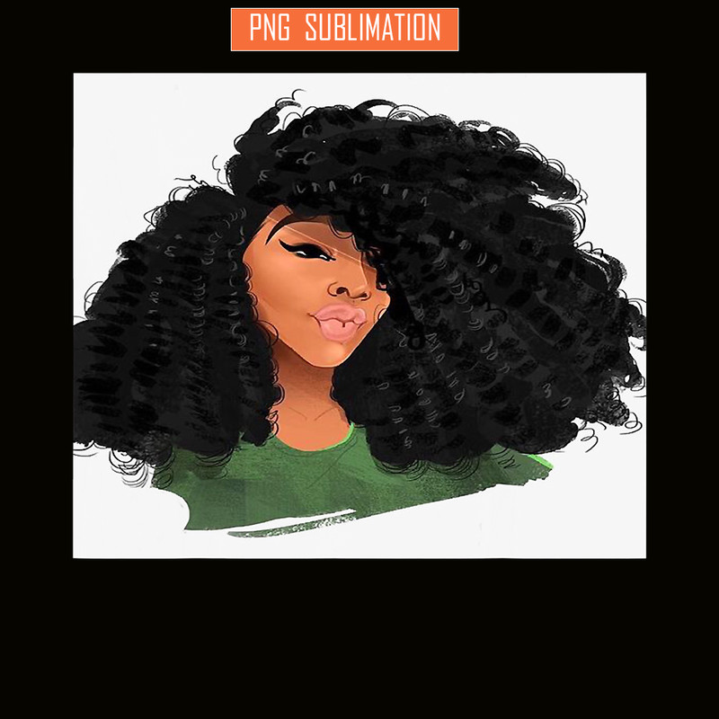 QUE15112321-Black Girls Cartoon PNG, Anime Woman PNG, African Queen PNG.png