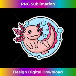 Cute Pink Axolotl in Blue Water Bubble - Minimalist Sublimation Digital File - Customize with Flair