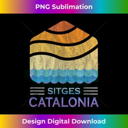 sitges - catalonia - spain retro waves beach graphic - sleek sublimation png download - access the spectrum of sublimation artistry