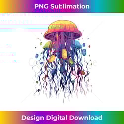 jellyfish colorful diver aesthetic scuba diving long sleeve - innovative png sublimation design - challenge creative boundaries