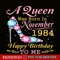 QUE301023108-Queen Was Born In Nov 1984 PNG, Happy Birthday PNG, Birthday Queen PNG.png