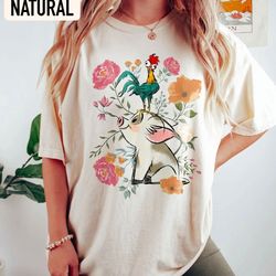 disney moana 70s style floral pua and hei hei shirt  disney moana movie t-shirt  disney birthday  walt disney world  dis
