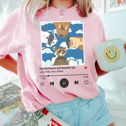 into the forever and beautiful sky shirt, marvel sweatshirt, rocket raccoon and friends, marvel comics, lylla, teefs, fl