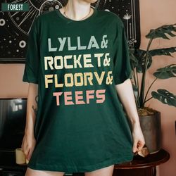 lylla teefs floor and rocket shirt, lylla rocket shirt, rocket raccoon shirt, marvel starlord shirt, guardians of the ga