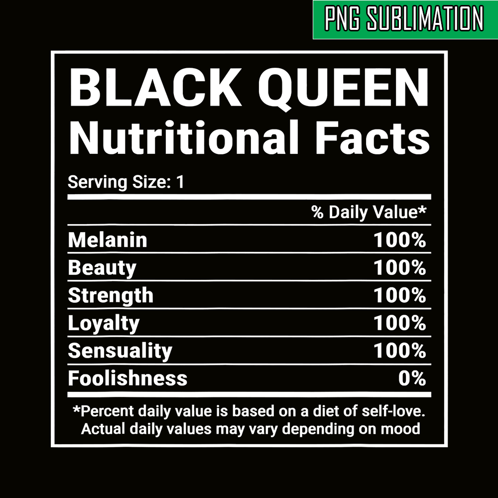 QUE301023122-African American PNG, BlackQueen PNG, Nutritional Facts PNG.png