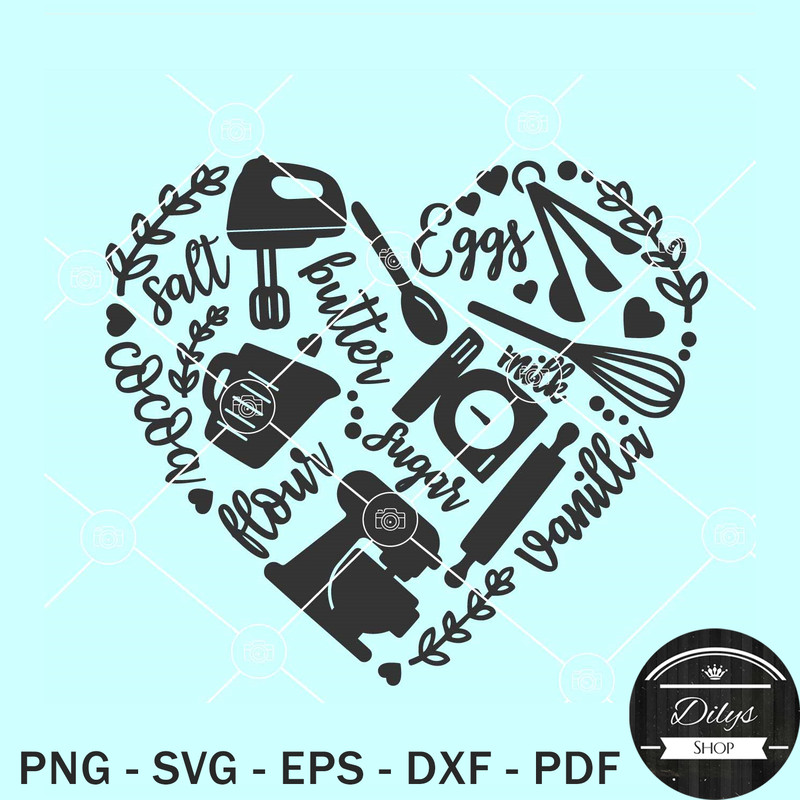 Baking icons heart SVG, Baking heart SVG, Love Baking SVG, Pastry SVG.jpg