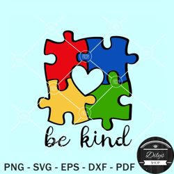be kind autism puzzle svg, autism awareness svg, be kind svg, autism heart puzzle svg