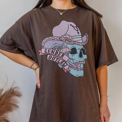 vintage style skull gender outlaw colors graphic tshirt retro style shirt oversized tshirt,cute cowgirl shirt, western s