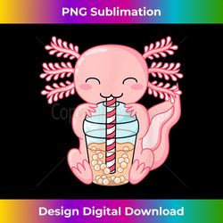Cute Pink Axolotl Bubble Tea Kawaii Anime Axolotls - Luxe Sublimation PNG Download - Rapidly Innovate Your Artistic Vision