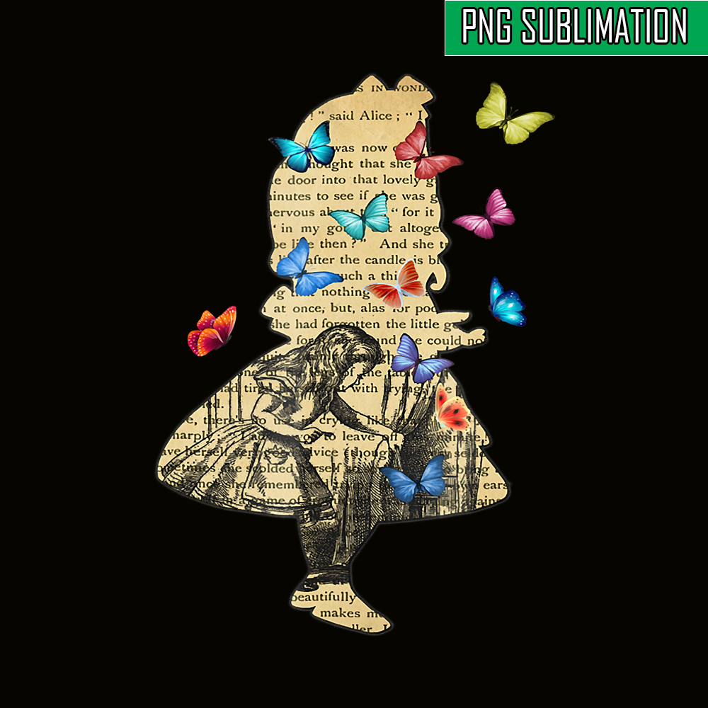 QUE301023146-Alice In Wonderland PNG, Vintage Book PNG, Butterfly PNG.png