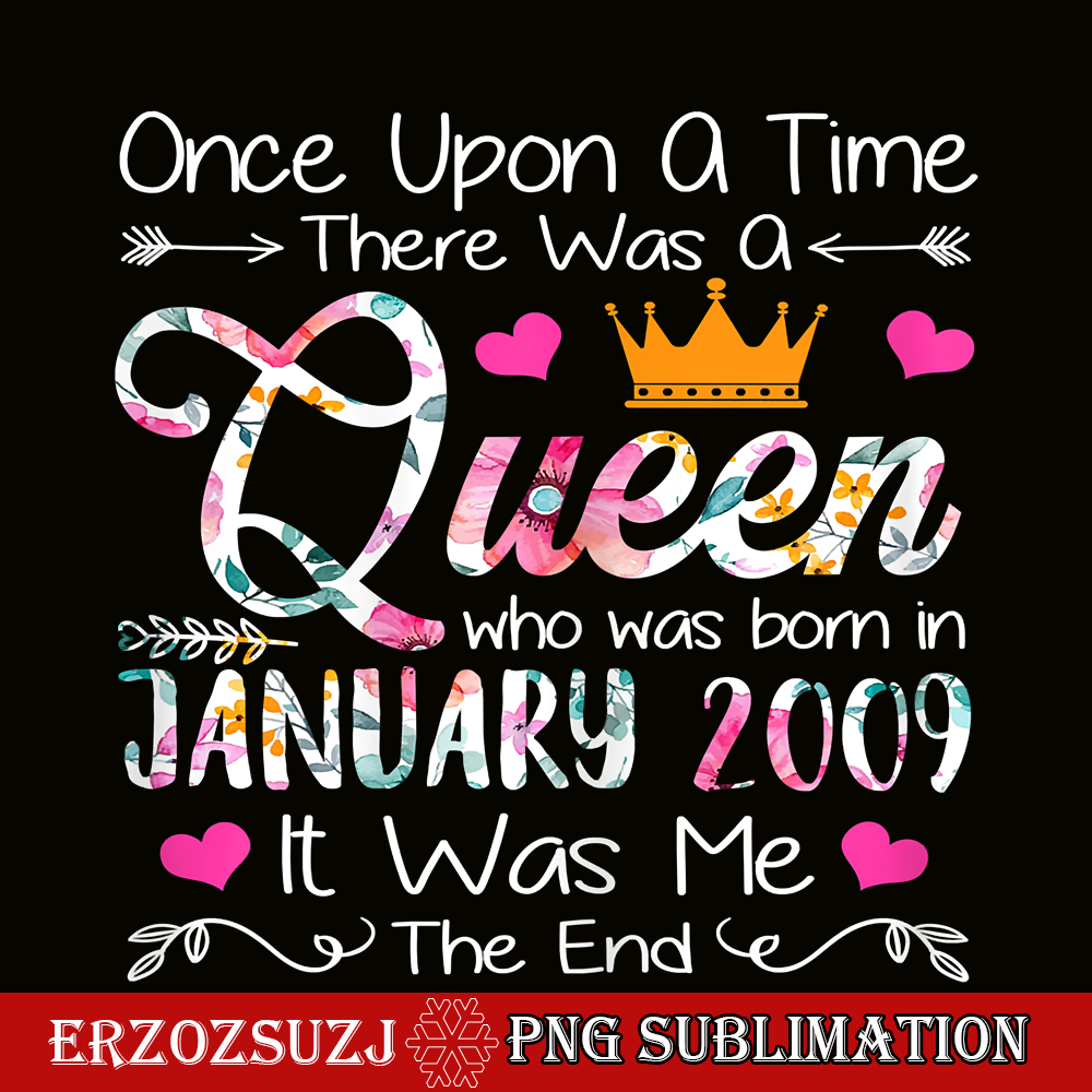 QUE30102315-Queen Born In January 2009 PNG, Birthday Girl PNG, Happy Birthday PNG.png