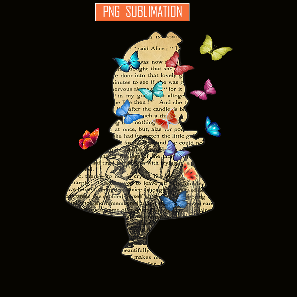 QUE301023146-Alice In Wonderland PNG, Vintage Book PNG, Butterfly PNG.png