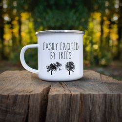 easily excited by trees coffee mug, funny tree cutter, arborist, lumberjack gifts, arboriculture gift cup, tree pruning,