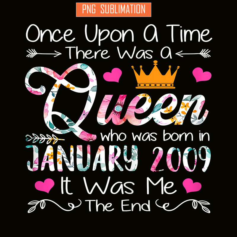 QUE30102315-Queen Born In January 2009 PNG, Birthday Girl PNG, Happy Birthday PNG.png