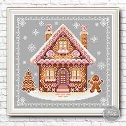 Cross Stitch Pattern Gingerbread house. Christmas Cross Stitch Pattern. New Year Cross Stitch. Modern design PDF 397