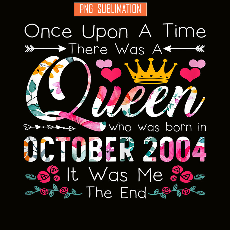 QUE30102320-Queen Was Born In October 2004 PNG, Birthday Girl PNG, Happy Birthday PNG.png