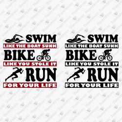 Swimming Cycling Running Funny Triathlon Ironman SVG Cut File Shirt Sublimation Design