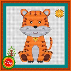 tiger cross stitch pattern | adorable tiger baby stitch pattern