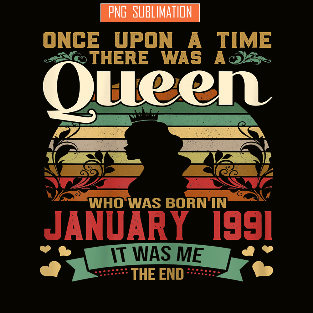 QUE30102331-Queen Was Born In January 1991 PNG, Birthday Girl PNG, Happy Birthday PNG.png