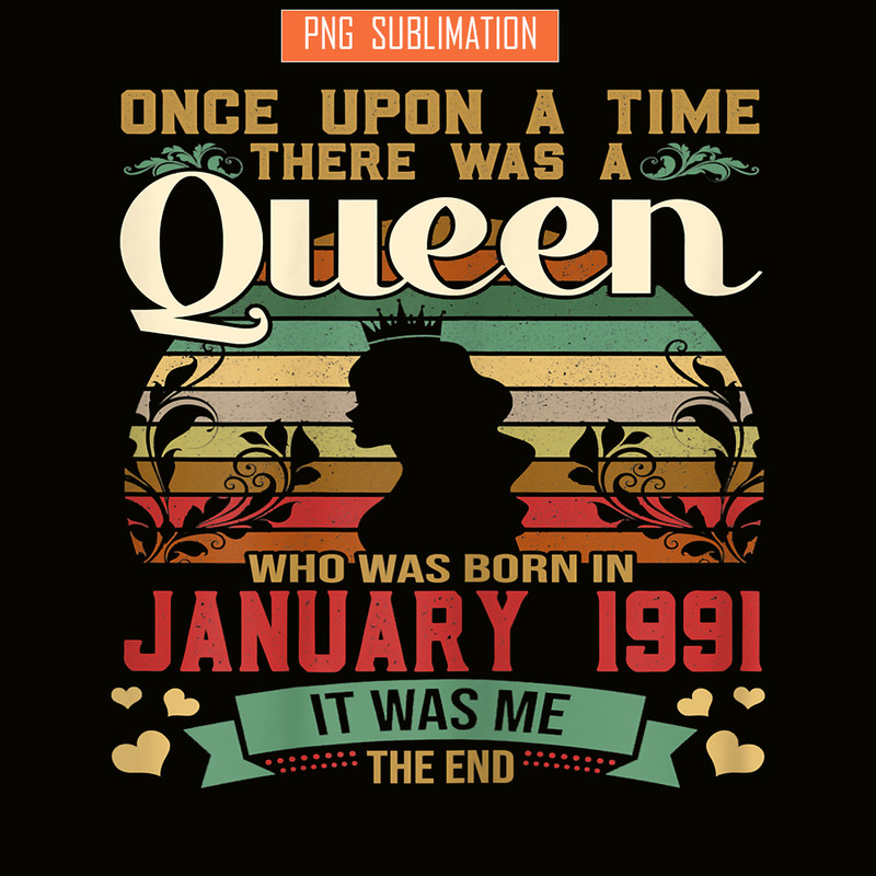 QUE30102331-Queen Was Born In January 1991 PNG, Birthday Girl PNG, Happy Birthday PNG.png